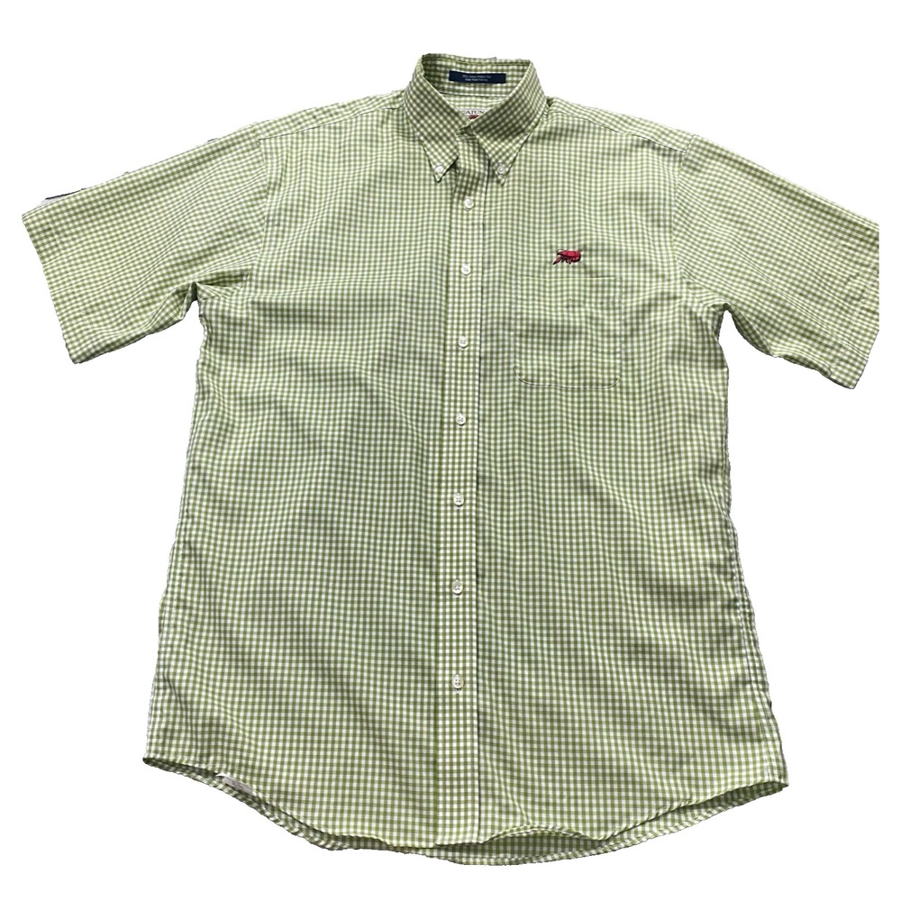 Perlis Cajun Clothing M (Fits L) Gingham Plaid Wrinkle Free Button‎ Shirt
